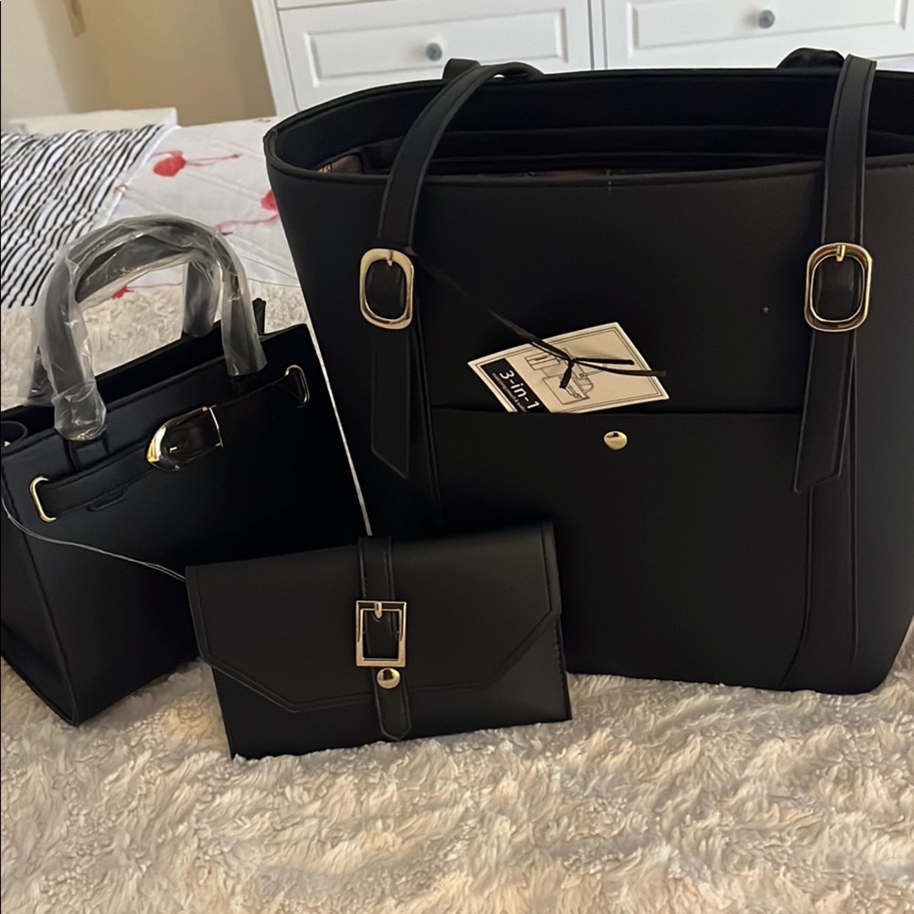 Chic Black Tote Bag Set